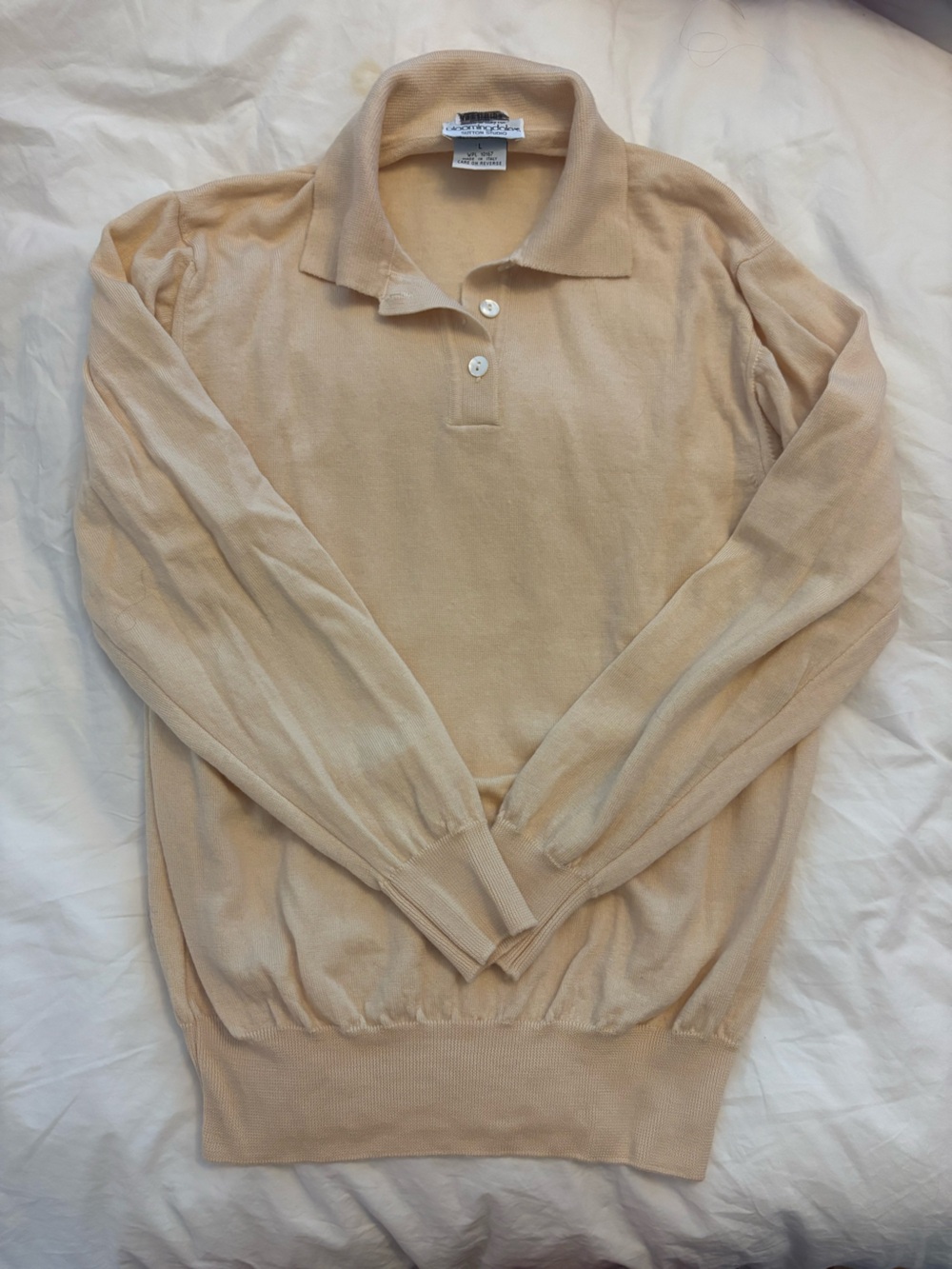 Sutton Studio Men's Butter Yellow Beige Long-Sleeve Polo Knit